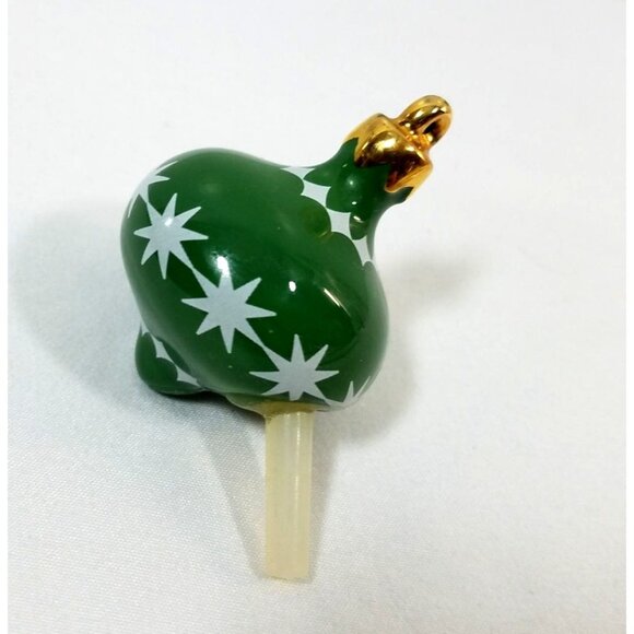 Nora Fleming Mini Green Ornament Christmas white stars ceramic Retired A190 - Picture 3 of 4